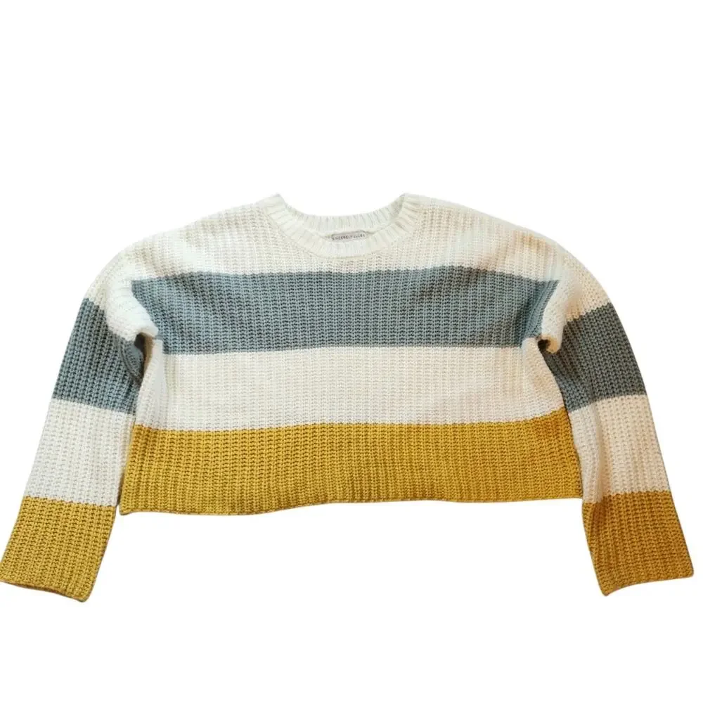 Sincerely Jules Womens Pullover Crop Sweater Size XS Colorblock Boxy Oversized